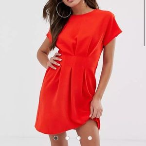 ASOS Nipped in waist mini dress in Red - US Size 2